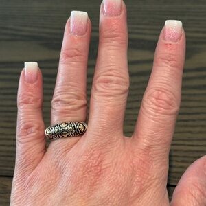 John Hardy 18K Sterling Silver Comfort Band Ring Sz 6.25